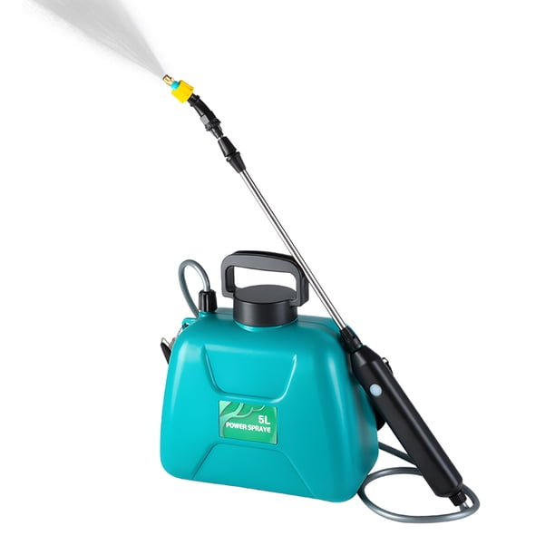 Pulverizador a batería de 1,32 galones/5 l, pulverizador de jardín portátil recargable por USB con varilla telescópica, 3 boquillas de niebla y correa de hombro ajustable para jardín de césped