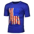 thumbnail image 3 of Baqcunre Tshirts Shirts For Men Men'S Retro Casual Short Sleeve Men'S T Shirt Round Neck American Independence Day Print Polo Shirts For Men Tops For Men Blue 4XL, 3 of 5