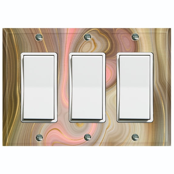Metal Light Switch Plate Cover Image of Marble Pink Green Swirl MAR084