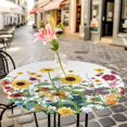 thumbnail image 3 of Retro Sunflower Elastic Fitted Round Table Cover Red Yellow Flower Waterproof Outdoor Tablecloth for Holiday Party, Picnic, Patio & Dining Fits Tables Up to 36"-44", 3 of 8