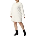 thumbnail image 4 of Unique Bargains Women's Plus Size Long Sleeve Knit Pullover Short Sweater Dresses 4X White, 4 of 6