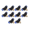 thumbnail image 1 of Conectores de aire de empuje únicos Bargains 3/8" unión rápida de línea de aire en forma de T plástico metal 9.7mm / 1/8" BSPT 10 piezas tono azul negro dorado, 1 of 1