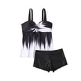 thumbnail image 2 of Women's Two Piece Swimsuit Fashionable Conservative Gradient Color Flat Leg for Beach Vacation,White,XL, 2 of 5