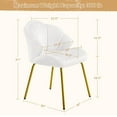 thumbnail image 2 of RONG-3 Vanity Chair, Velvet Accent Chair with Shell-Shaped Backrest, Modern Armchair with Gold Metal Legs for Dressing Room/Bedroom/Living Room, White, 2 of 12