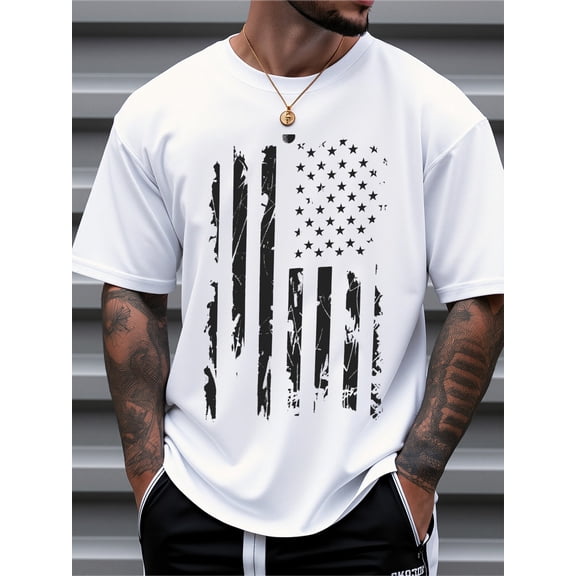 Men’s American Flag Graphic T-Shirt Patriotic USA Casual Summer Tee