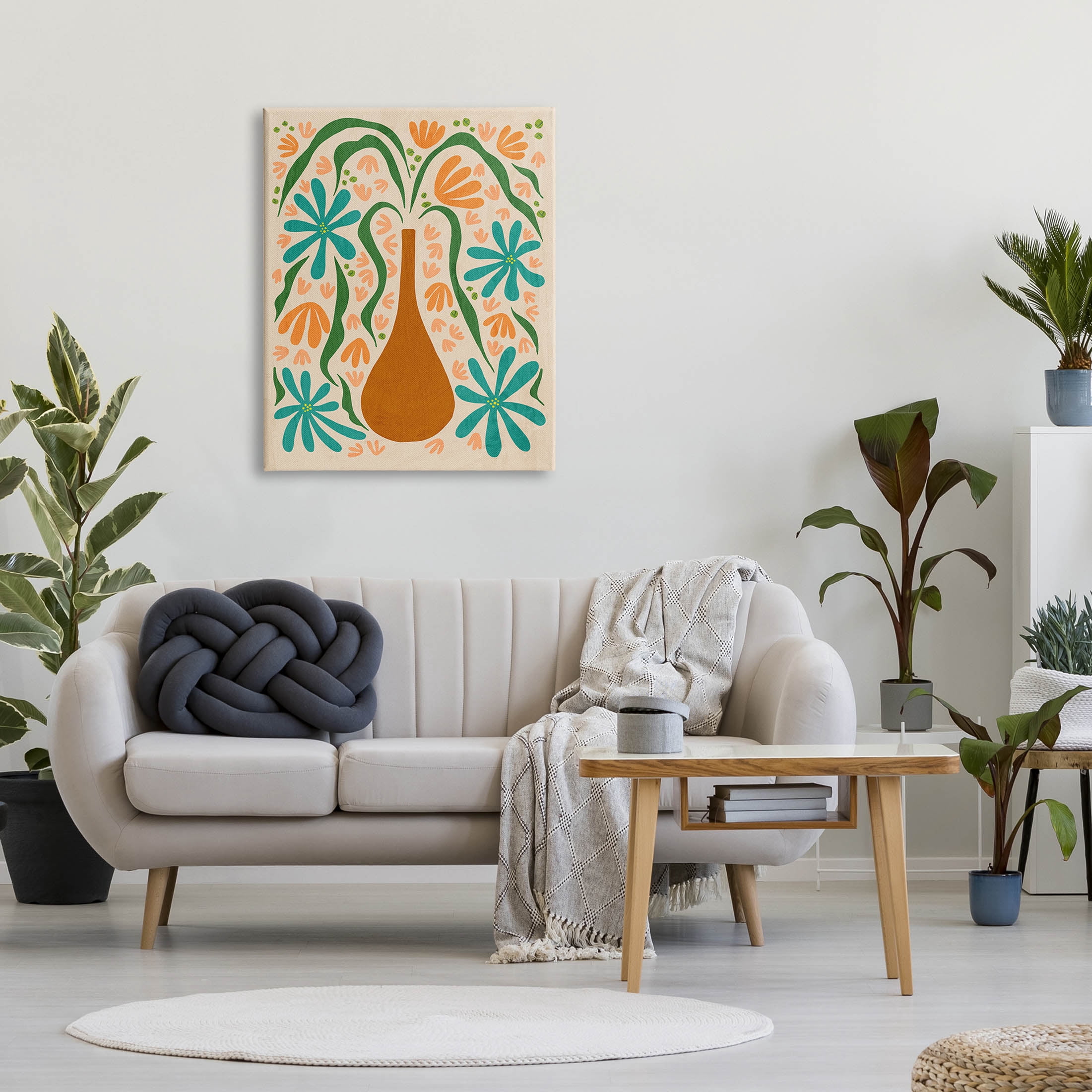 Stupell Industries Retro Floral Shapes Vase Graphic Art Gallery Wrapped Canvas Print Wall Art, Design by Ziwei Li