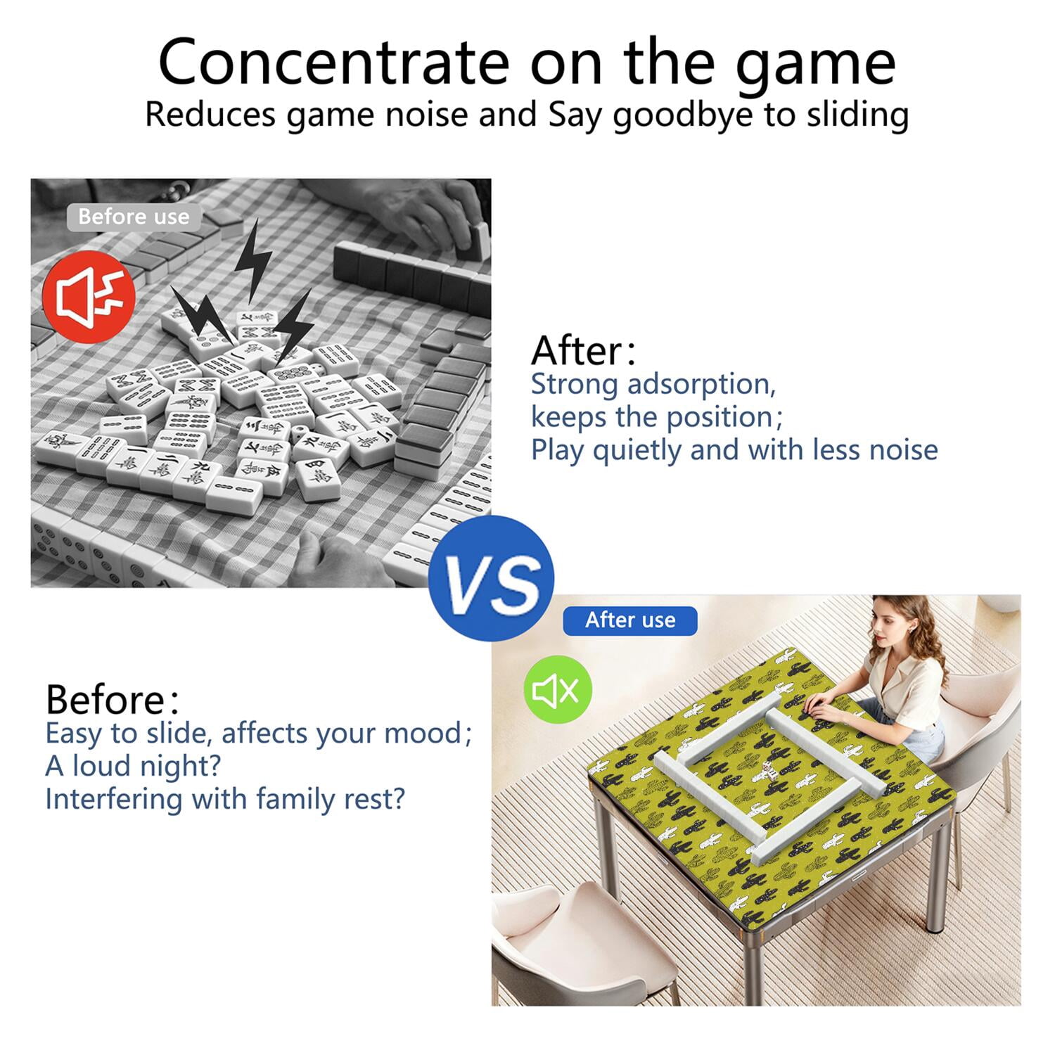 Large Plants Pattern Game Mat 31.5x31.5 Inches Constructed from Premium Rubber with Anti-Slip Grip and Noise Dampening for Cards Tiles Games