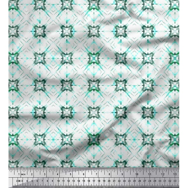 Soimoi Poly Georgette Fabric Check Tie-Dye Print Fabric by Yard 42 Inch Wide