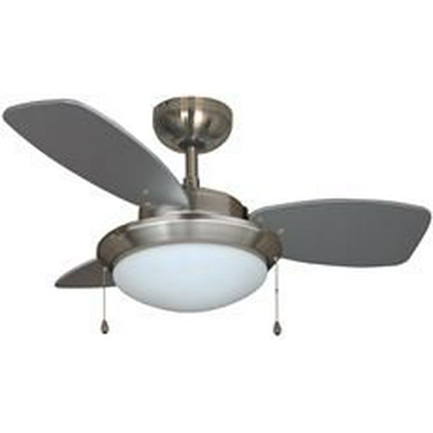 ROYAL COVE 3BLADE DUALMOUNT CEILING FAN WITH LIGHT KIT, BRUSHED