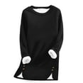 thumbnail image 4 of Women's Fleece Lined Crewneck Sweatshirt, Longline Plush Pullover with Side Slits, Cozy Loungewear Top for Fall Winter, Comfortable Casual Wearfor Home Relaxation and Outdoor Activities Black L, 4 of 5