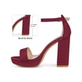 thumbnail image 2 of BLISSFUL STEP Platform Ankle Strap Open Toe Block Heel Sandals for Women Burgundy 6, 2 of 6