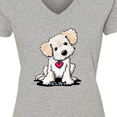 thumbnail image 4 of Inktastic Cream Doodle Pup Women's V-Neck T-Shirt, 4 of 5