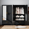 thumbnail image 2 of Ero 70.87"H Tall Metal Armoire Wardrobe Storage Closet Cabinet with Hanging Rod ,Mirror and 1 Drawer, 2 of 6