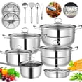 thumbnail image 1 of Bateria de Cocina de 18 Piezas, Juego de Ollas y Sartenes Antiadherentes con Ollas y Espátulas Reforzadas, Apta para Cocinas Eléctricas y de Gas, Apta para Lavavajillas, 1 of 8