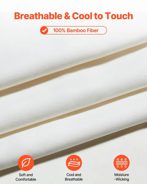 Queen Size 4-Piece Bamboo Bed Sheet Set-Cooling,Breathable,Luxury Bedding with Deep Pockets for 16 Inch Mattresses-Perfect for Hotel Bedrooms