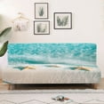 thumbnail image 3 of Jiueut Beach Starfish Pattern Armless Futon Sofa Cover, Comfortable Non Armrest Couch Cover with Elastic Band Comfortable Sofa Covers for Living Room, 3 of 7