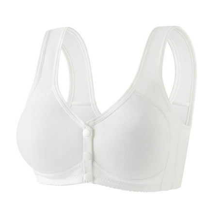YHGFVOKJ Bras for Women Light No Steel Ring Front Soft Close Bra T Back Plus Size Seamless Unlined Bra for Large Bust Underwear Padded Bras for Women White 42