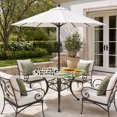 thumbnail image 2 of Round Outdoor Tablecloth with Umbrella Hole and Zipper, Sunflower Tablecloth with Elastic Waterproof, Summer Botanical Bee Farmhouse Watercolor Patio Table Covers for 31" - 35" Picnic Pool Tables, 2 of 9