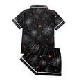 thumbnail image 6 of WTOBBY Women's Printed Halloween Pajama Set Loose Casual Short Sleeve Top with Elastic Waist Shorts Two-Piece Comfy Sleepwear Home Lounge Wear Outfit,Black L, 6 of 6