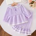 thumbnail image 6 of JUMEYU Fall Toddler Girl Outfit Toddler Baby Girl Clothes Fall Outfits Solid Long Sleeve Sweatshirt Tops + Pants Set 6 12 Months (Purple,6-12 Months), 6 of 7
