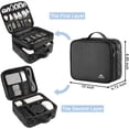 thumbnail image 2 of Cable Organizer Bag, Waterproof Travel Electronic Storage, Shockproof Portable Double Layer Tech Bags Carrying Case for Cord, Earbuds, Charger, SD Card, DJ Gifts, Black, 2 of 4