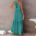 thumbnail image 6 of GEWSEY Womens Maxi Dress 2025 Summer Sleeveless Casual Slim Flowy Pleated Long Dresses with Pockets (Dark Green, S), 6 of 9