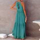 thumbnail image 5 of 2025 Vestido largo sin mangas para mujer, vestido de playa informal con volantes fluidos, vestido de poliéster de cintura alta, tallas S-XXL, 5 of 8