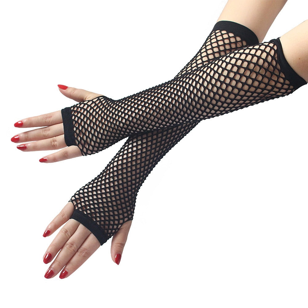 Long Soft Stretch Fingerless Fishnet Gloves|Fancy Dress Gloves|Women's Gloves 