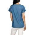 thumbnail image 3 of Unique Bargains Women's Raglan Sleeve Round Neck Tencel Denim Chambray Top Shirt XL Blue, 3 of 5