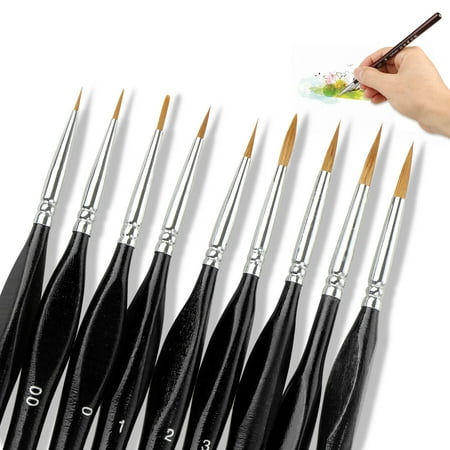 Micro Detail Paint Brush Set,9 Pack Sable Hair Tiny Professional Miniature Fine Detail Brushes for Watercolor Oil Acrylic,Craft Models Rock Painting & Paint by
