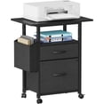 thumbnail image 1 of 2 Drawer File Cabinet with 24'' Extended Tabletop, Mobile Filing Cabinet, Rolling Vertical File Cabinet with Storage Bag, Printer Stand Fits A4/Letter Size, Fabric Drawer, Black, 1 of 8