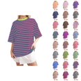 thumbnail image 1 of T-shirt Rayé pour Femmes 2026 Été Tendance Manches Courtes Col Rond Confortable Léger, 1 of 4