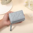 thumbnail image 3 of bestolf Women Stylish Tri-Fold Wallet Embroidered Heart Cash Wallet Mini Card Holder Wallet with Zippered Coin Pocket for Dating Shopping (Pink ), 3 of 8