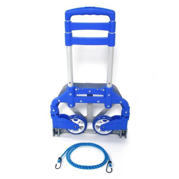 Alvantor Blue Folding Aluminum Stair Climber Hand Truck with 165 lb Capacity and Bungee Cord
