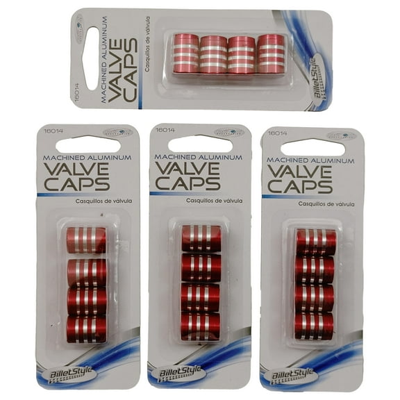 4 Packs Red Billet Aluminum Style Car/Truck Tire Valve Cap (Pack of 4)