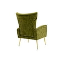 thumbnail image 4 of Accent Chair, Curved Tufted Accent Chair with Metal Gold Legs, Velvet Upholstered Arm Club Leisure Modern Chair for Living Room Bedroom Patio, Mid-Century Comfy Reading Chair, Olive, 4 of 7