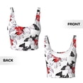 thumbnail image 6 of Sports Bra For Women, Red White Flowers Black Sports Bras For Women High Support, Workout Tank Tops Woman With Removable Cups, 6 of 8