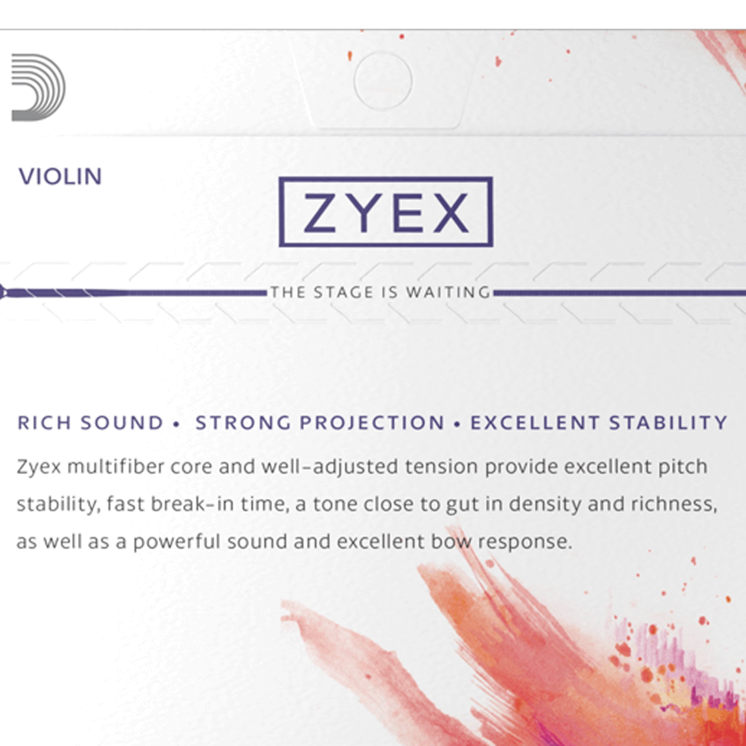 D'Addario Zyex Violin String Set, 1/4 Scale, Medium Tension, Bulk 10-Pack