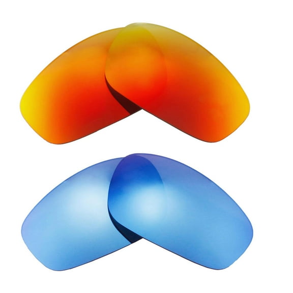 Walleva 2 Paris Polarized Replacement Lenses For Maui Jim Kahuna Sunglasses-Fire Red   Ice Blue