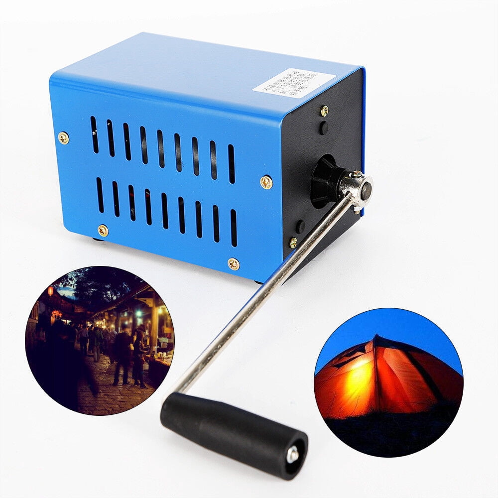 20W Portable Manual Generator USB Generator Hand Crank Emergency Power Supply Charger Blue