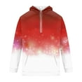 thumbnail image 4 of Men’s Pullover Hoodie with Drawstring Hood and Snowflake Print Casual Long Sleeve Sweatshirt for Everyday Wear Watermelon Red L, 4 of 4