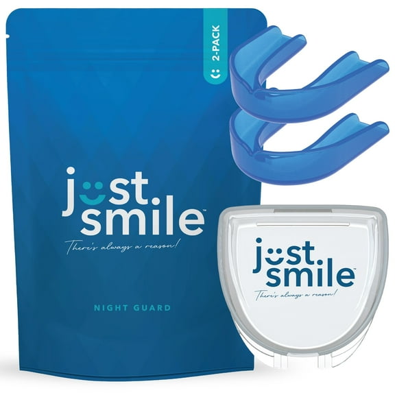 Just Smile Night Guard 2 Pack - Mouth Guard for Teeth Clenching and Grinding, Comfortable Fit for Light and Heavy Clenching (Blue)