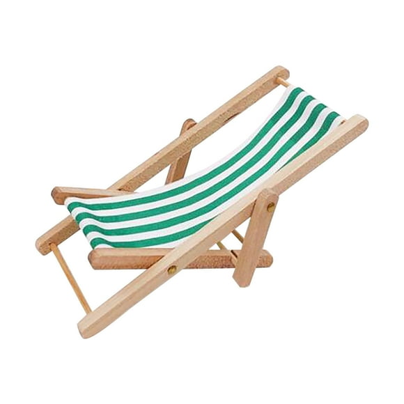 Fiudx Muebles de Casa de Muñecas En Miniatura, Silla de Playa de Madera, Decoración de Dormitorio a Escala 1/12, Elegante Diseño de Racimos de Flores Pequeñas, Elegante Accesorio para El Hogar, Model