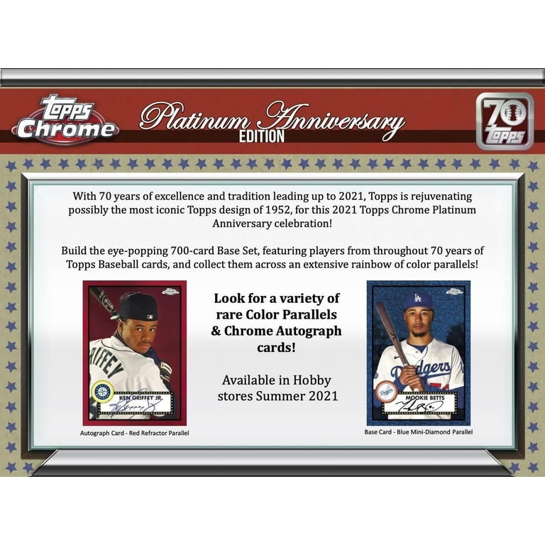 Topps 2021 Chrome Platinum Anniversary Baseball Hobby Box, 700 Cards, 24  Packs - Walmart.com