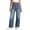 Blue, variant on Wide Leg Jeans for Women High Waist Stretchy Straight Leg Side-Zipper Plus Size Baggy Casual Pull On Barrel Jeans with Pockets