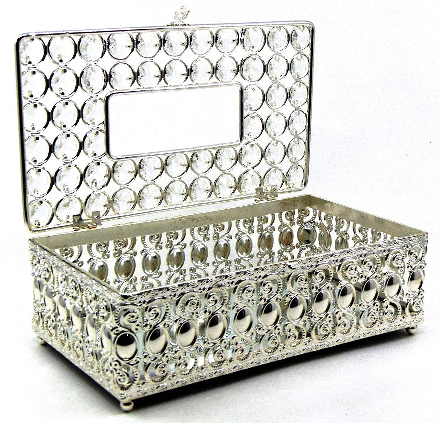 Decorative Silver Tissue Box with Rhinestones, China Metal Tissue