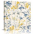 thumbnail image 2 of Yellow Blue Flowers Wall Art Painting on Canvas, Watercolor Botanical Floral Plants Canvas Art Home Prints Wall Art Framed Modern Artwork for Living Room Bedroom Wall Decor 16x16in, 2 of 9