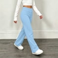thumbnail image 4 of DJDLJWCJ Girls Wide Leg Pants Elastic Waist Stretch Soft Lounge Pants Solid Color Lightweight Pull-On Trousers Blue Size 5T, 4 of 10