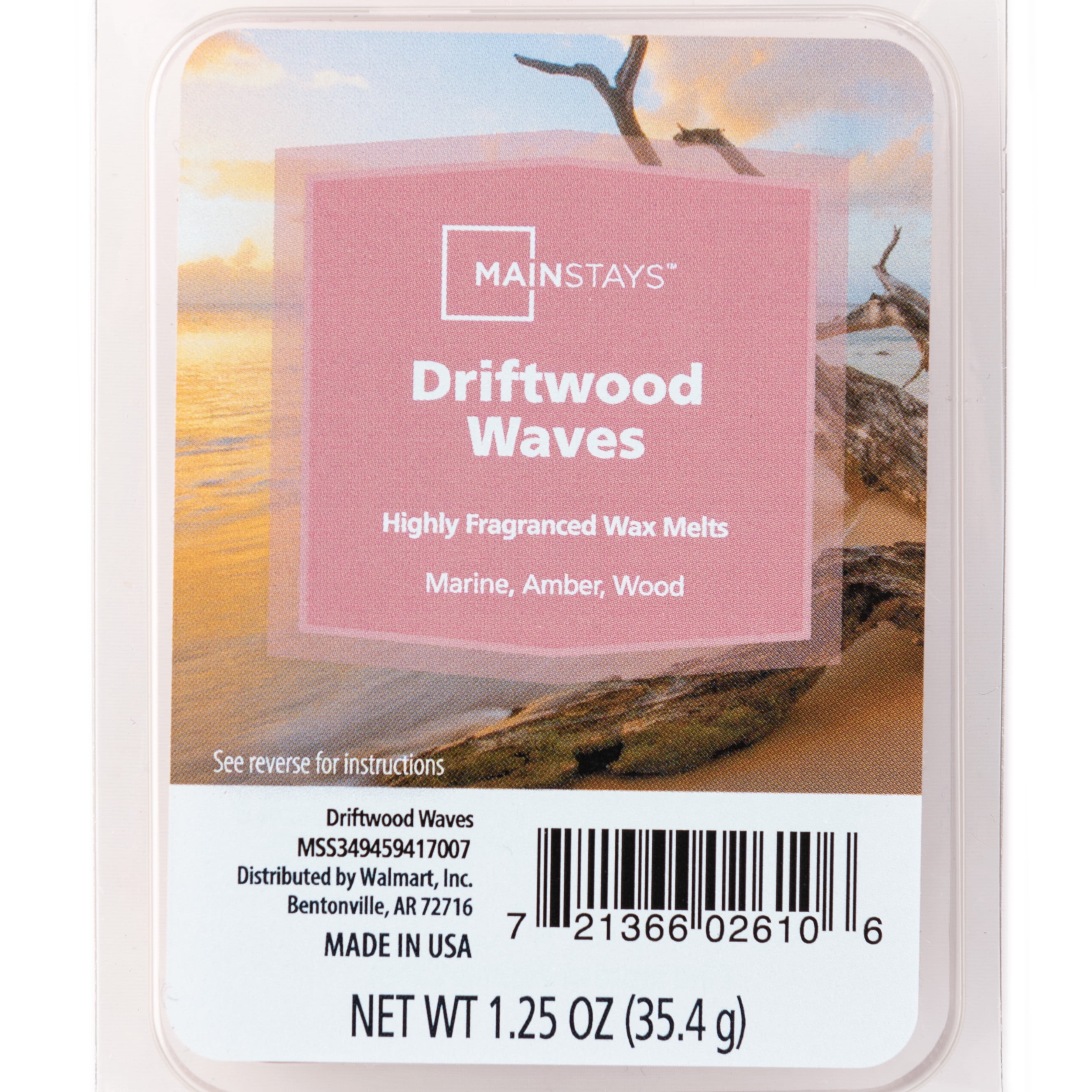 (6 pack) Mainstays 6 Cube Wax Melts, Driftwood Waves, 1.25 oz