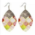 thumbnail image 6 of Baroque Floral Leather Oval Geometric Leaf Morocco Dangle Earrings Boho Jewelry, 6 of 9